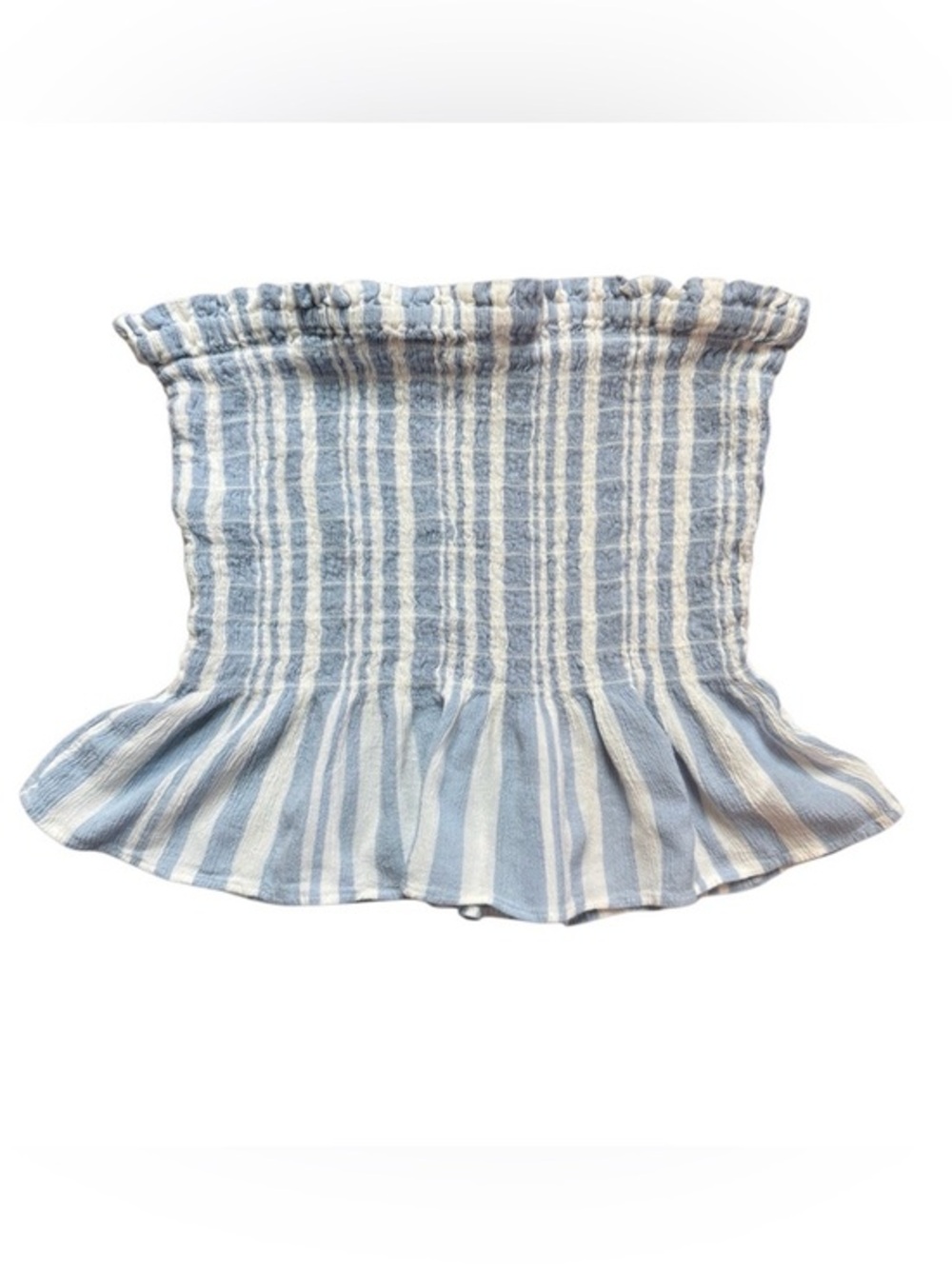 American Eagle Striped Smocked Tube Top Coastal Boho Chic - Blue/White - Size M - Picture 2 of 5